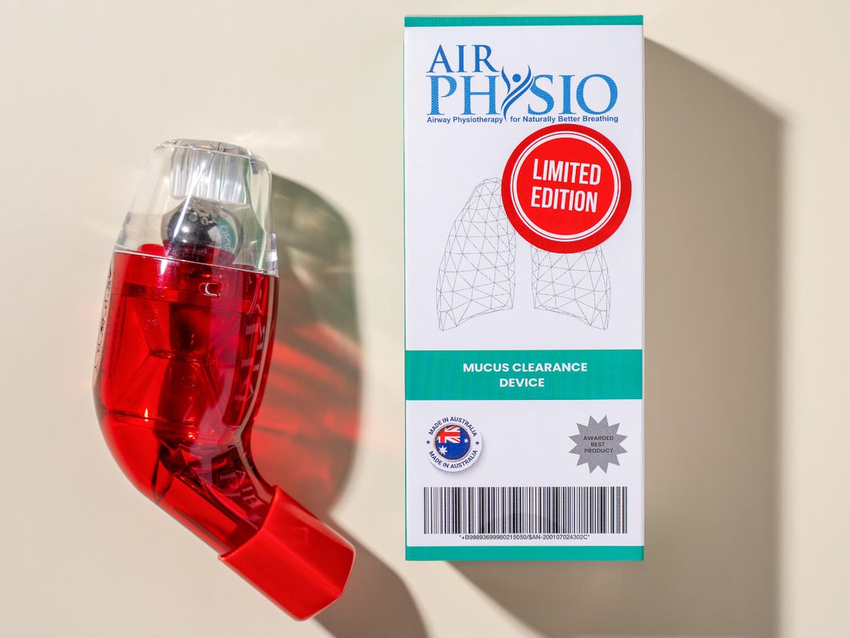 AirPhysio device next to its box